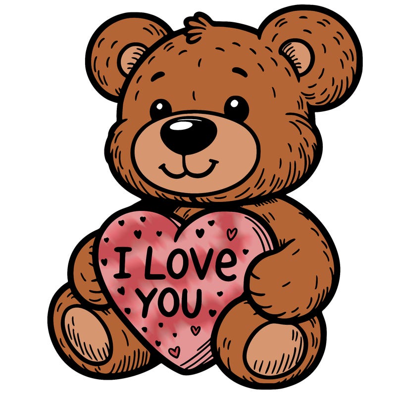teddy bear holding an i love you heart