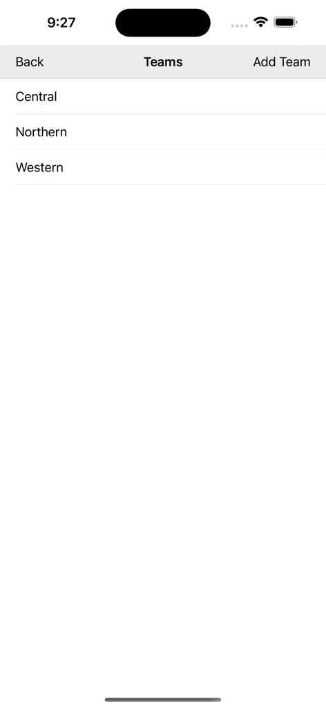 Basketball Analytics - 농구 분석 앱 인터페이스 내 농구 팀 목록