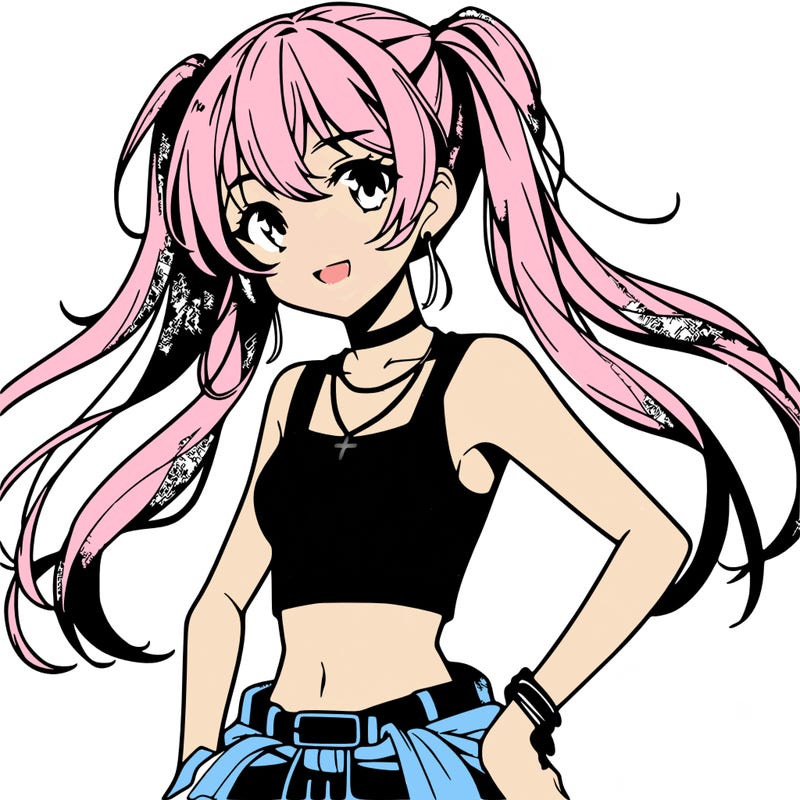 anime girl wearing crop top