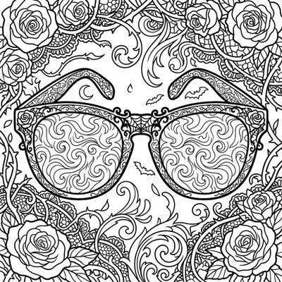 Unveil the mysterious elegance of our Gothic Driving Glasses coloring page, a unique blend of Victorian charm and practical style. This intricate design invites you to explore the darker side of beauty with every stroke of your pencil.