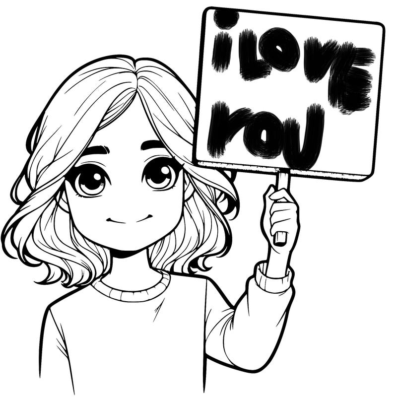 realistic girl holding up a sign