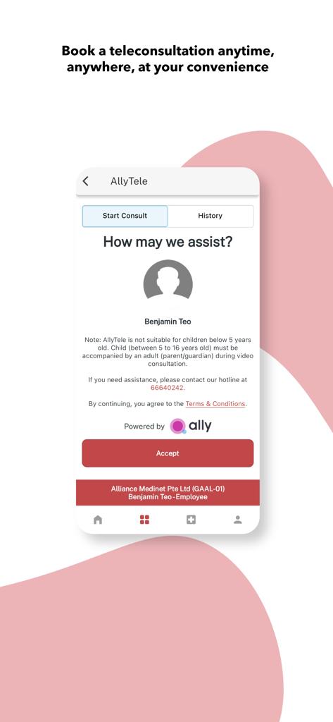 Great Benefits - Teleconsultation booking screen on the Great Benefits mobile app.