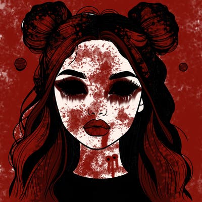 realistic girl with spacebuns and lips