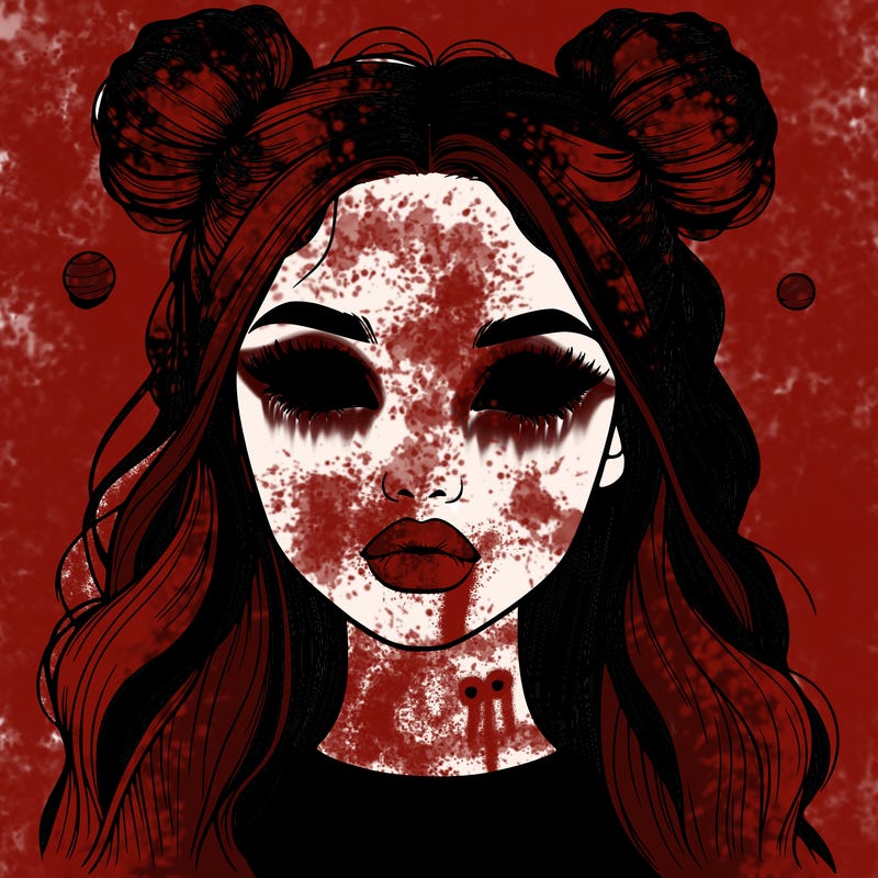 realistic girl with spacebuns and lips