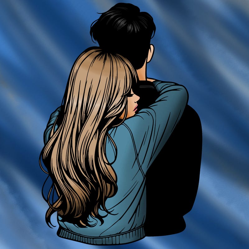 realistic girl hugging boyfriend from back