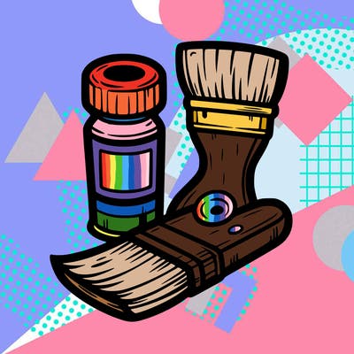 brush, paint tube, stain