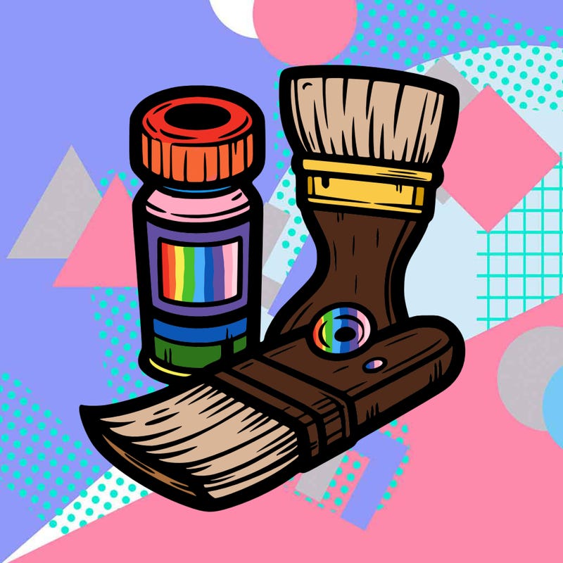 brush, paint tube, stain