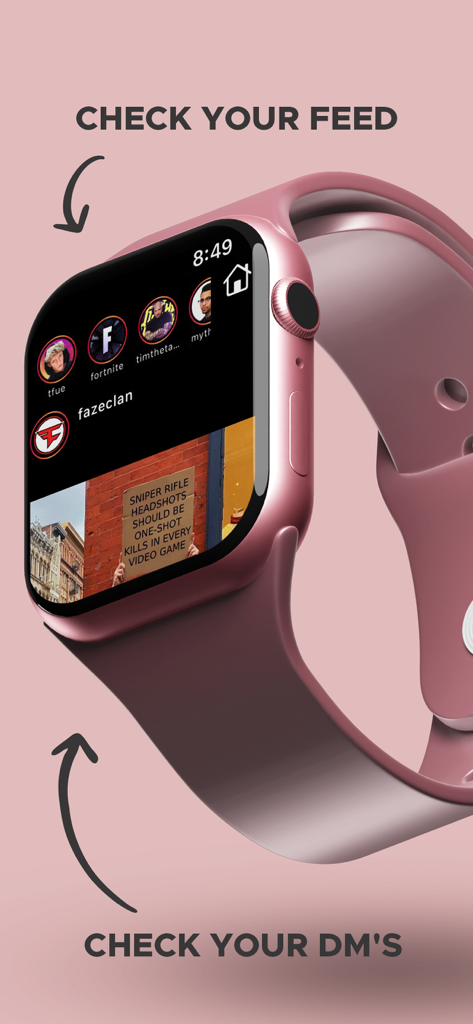 Watchy: use with Instagram - Apple Watch displaying an Instagram feed with stories and posts via the Watchy app