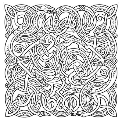Unleash your creativity with this captivating Celtic Serpent Knots coloring page, specially designed for teens. Dive into a world of ancient symbols and intricate patterns, perfect for a relaxing and engaging artistic challenge.