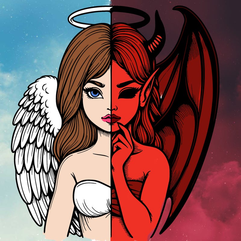 realistic angel half demon