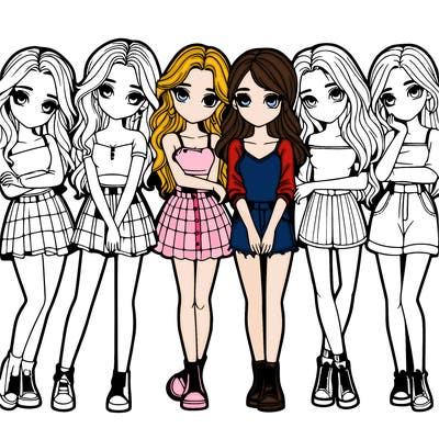 a group of girls realistic