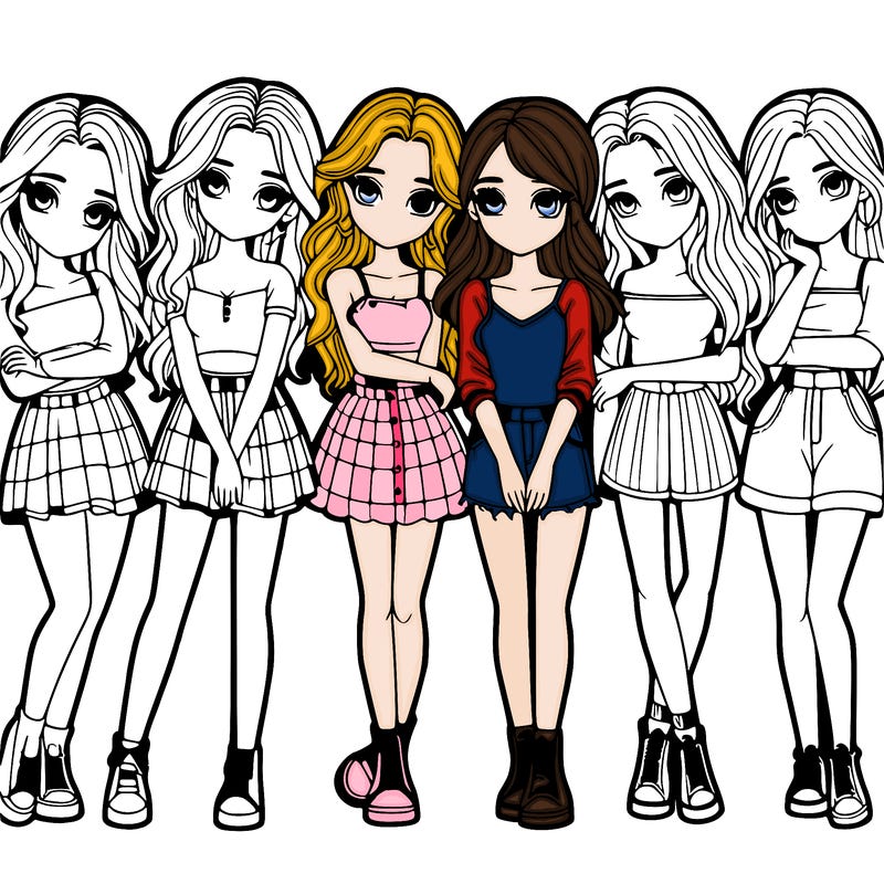 a group of girls realistic
