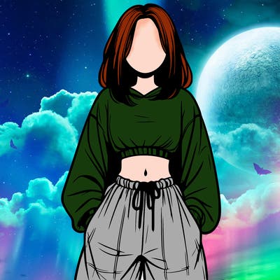 realistic girl faceless with baggy pants and a crop top