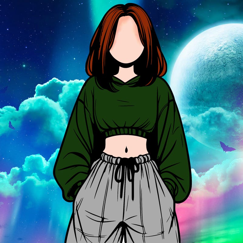 realistic girl faceless with baggy pants and a crop top