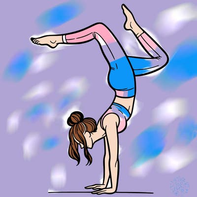 a woman doing a handstand
