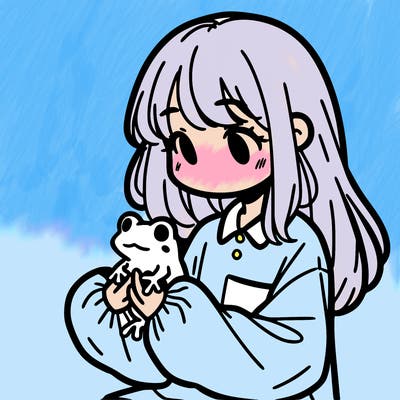 girl with long hair and a oversized shirt. and she is holding a frog