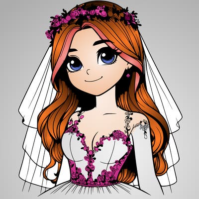realistic girl in a wedding dress