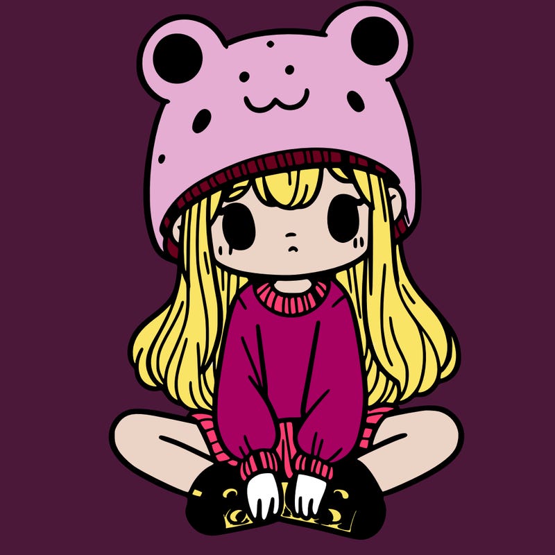 a girl wearing a frog hat and some frog socks