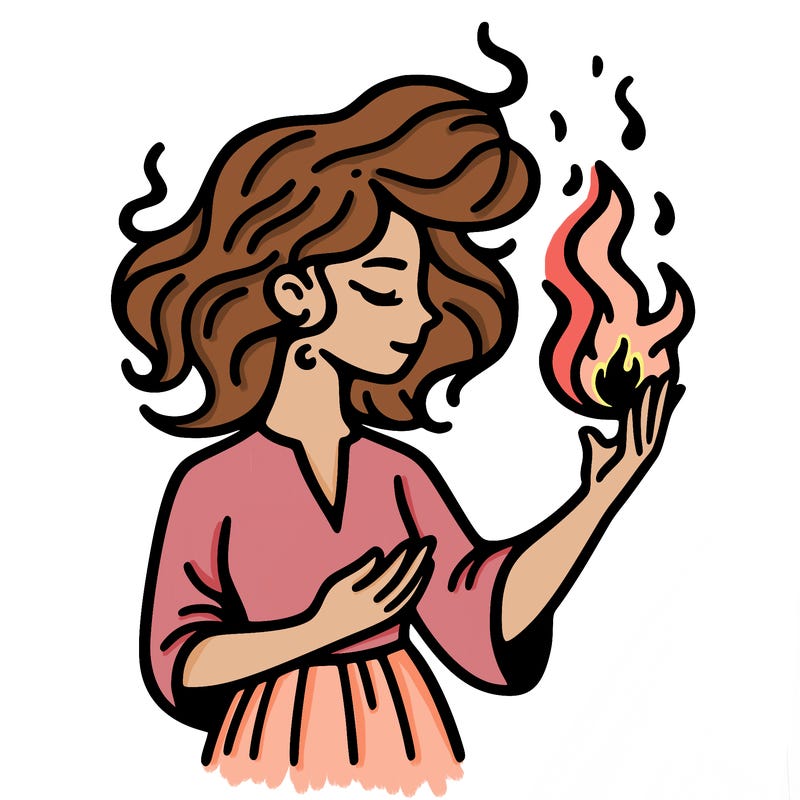 woman with fire