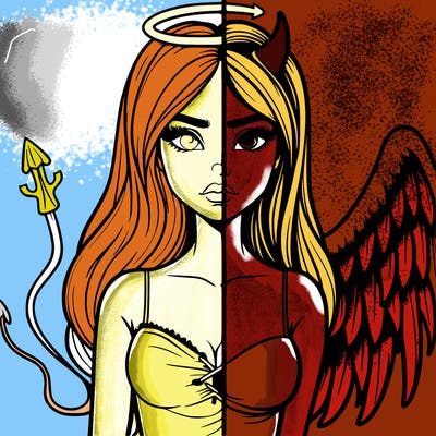 devil vs angel realistic girl