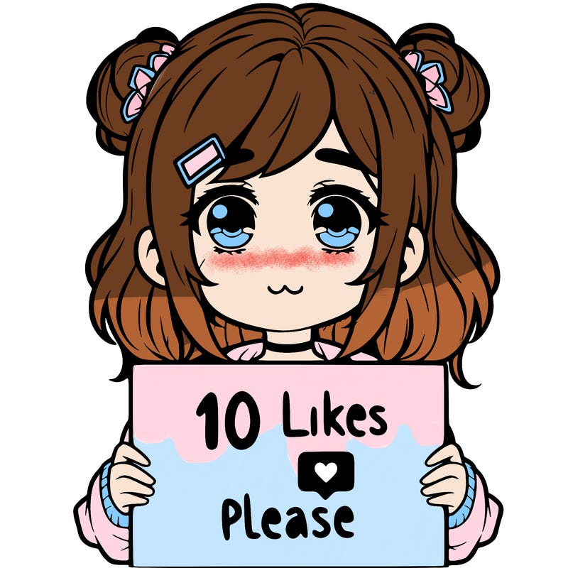 a girl with a sign saying 10 likes please