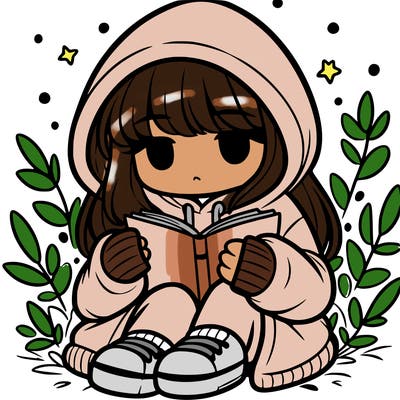 girl in oversized hoodie reading a book