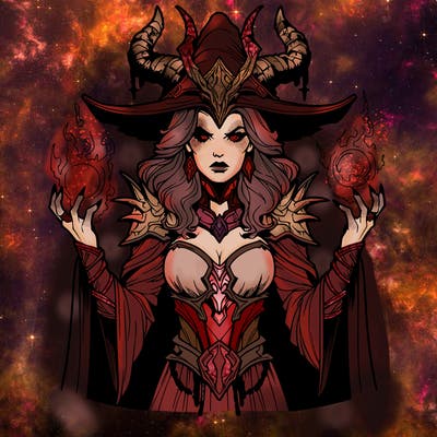 realistic evil sorceress fantasy chaos