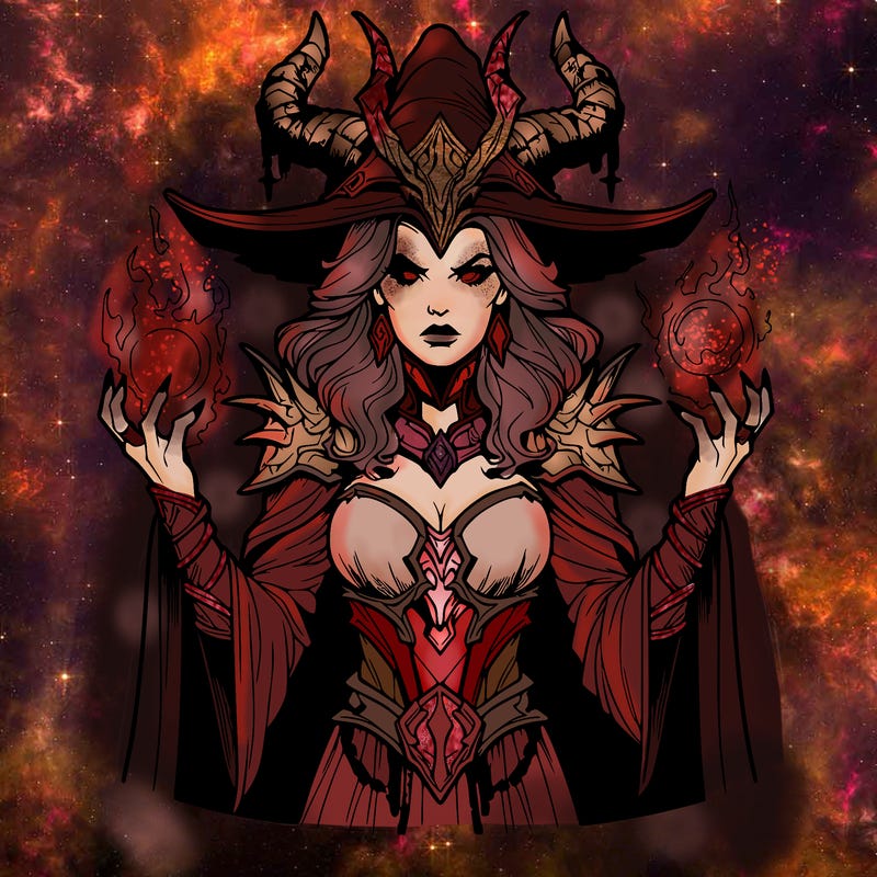 realistic evil sorceress fantasy chaos