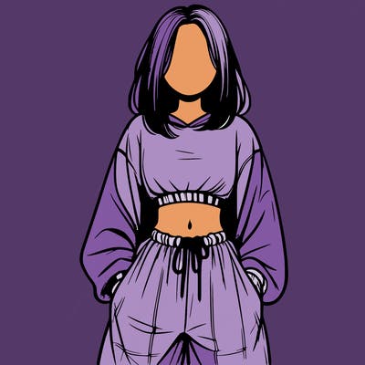 realistic girl faceless with baggy pants and a crop top