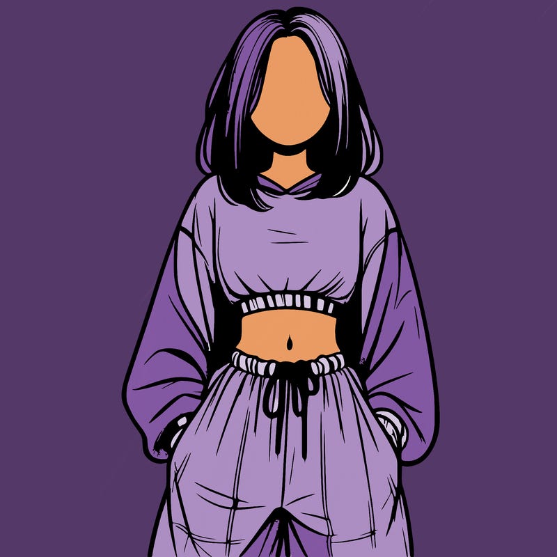 realistic girl faceless with baggy pants and a crop top