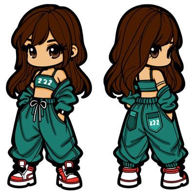 girl in crop top and baggy pants