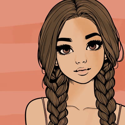 realistic girl with braids
