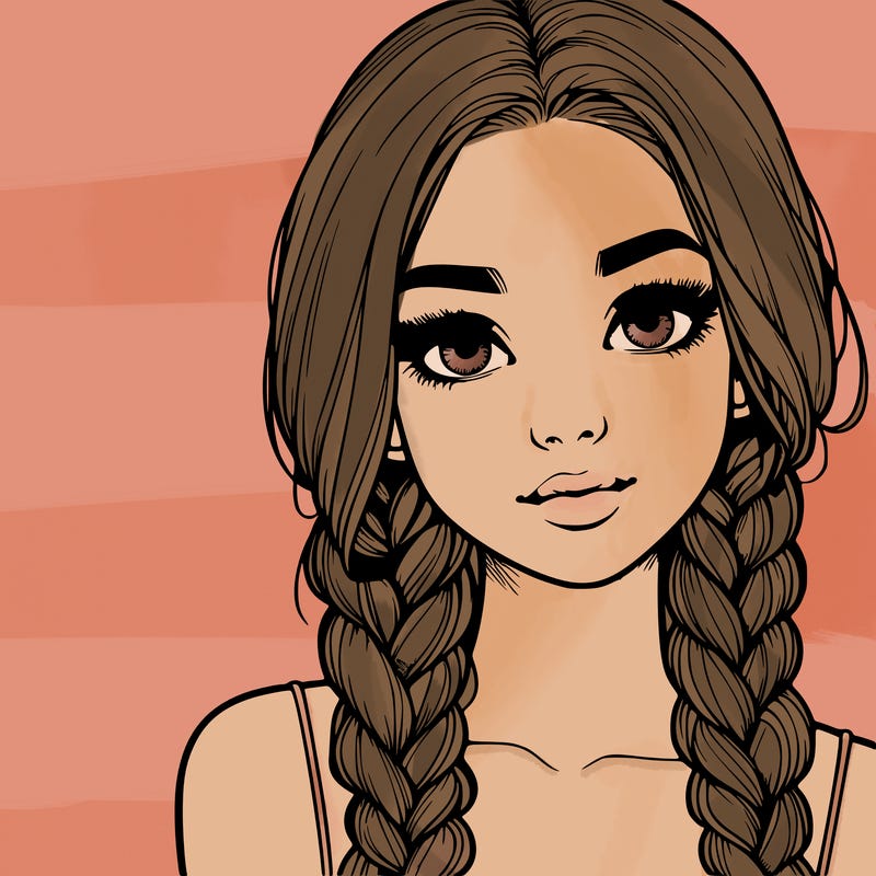 realistic girl with braids