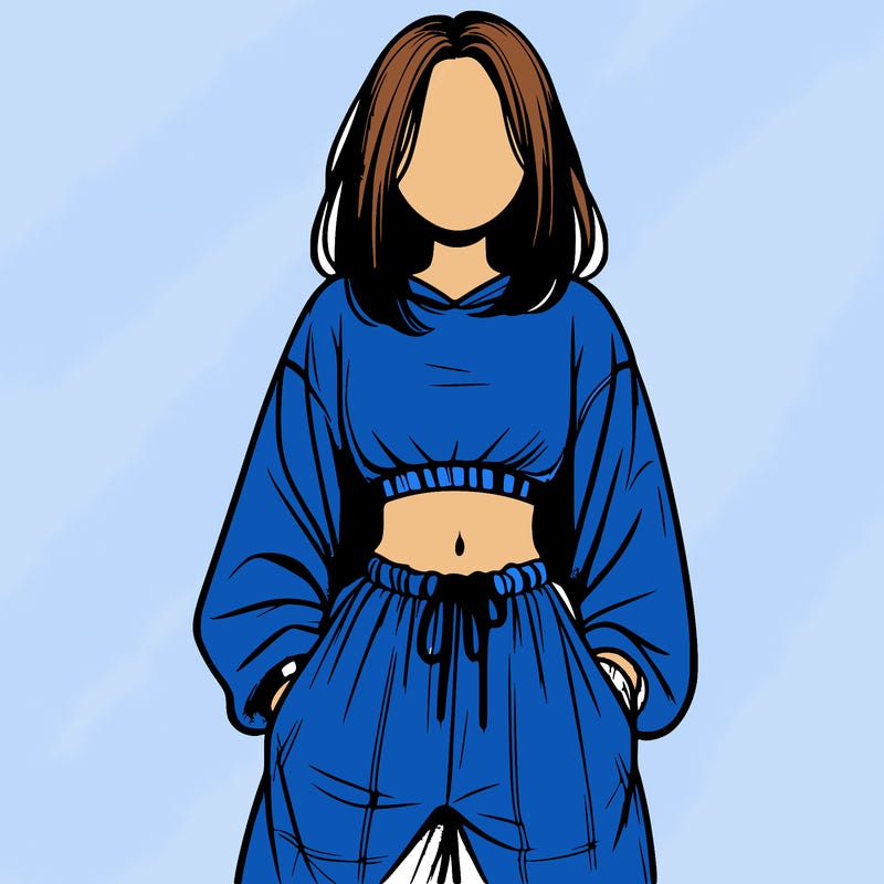 realistic girl faceless with baggy pants and a crop top