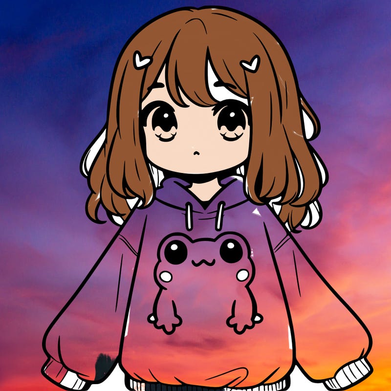 girl wearing frogging sweatshirt