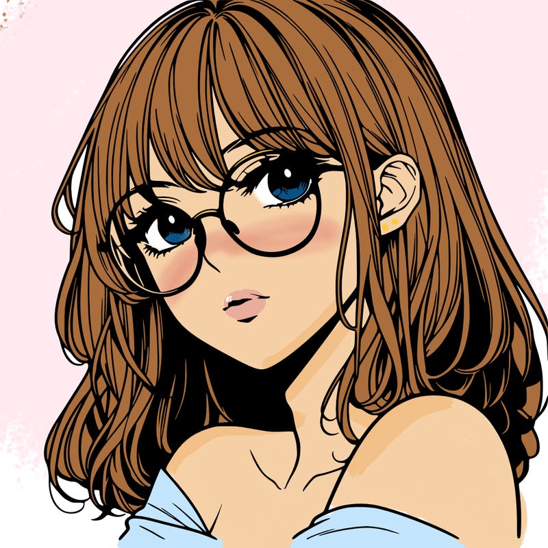 manga woman character with glasses and nice lips