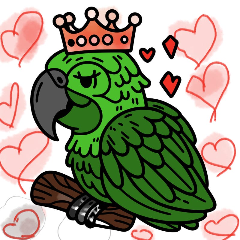 macaw with a crown