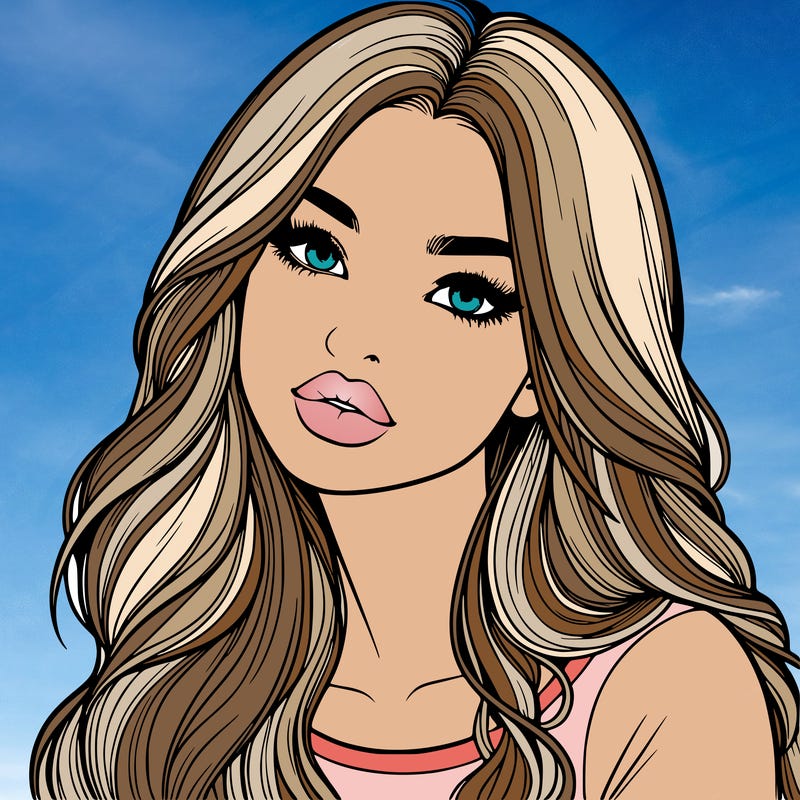 realistic girl with hair on her hair and lips