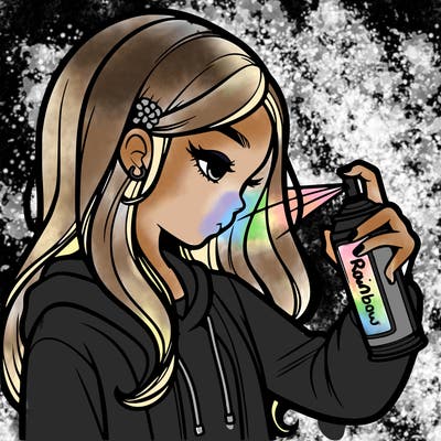 a realistic girl spray painting