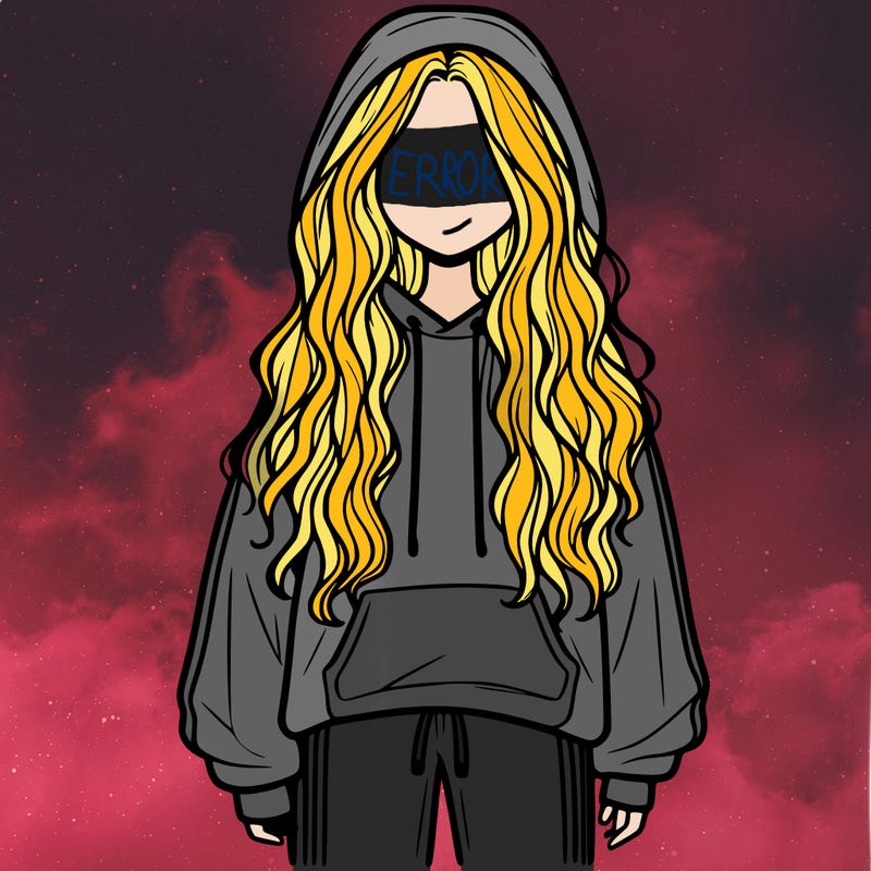 girl with long wavy hair in oversized hoodie, trackies, and has no face