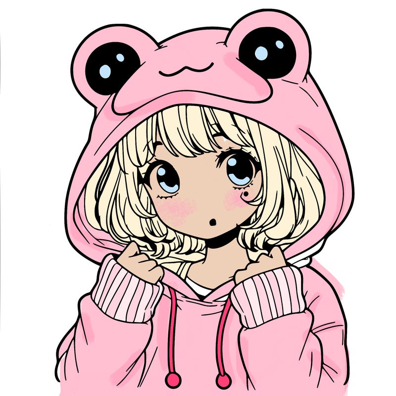 a cute teenage girl wearing a frog hoodie