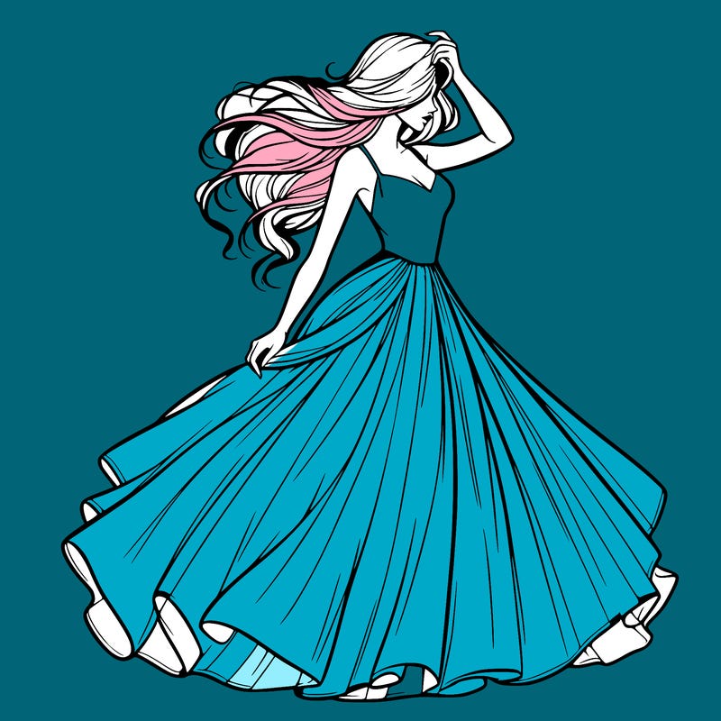 realistic woman with dress flowing in the wind