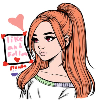 realistic girl with a high ponytail