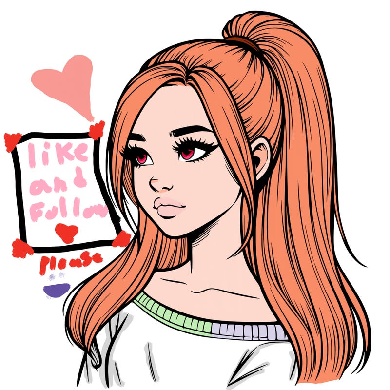 realistic girl with a high ponytail