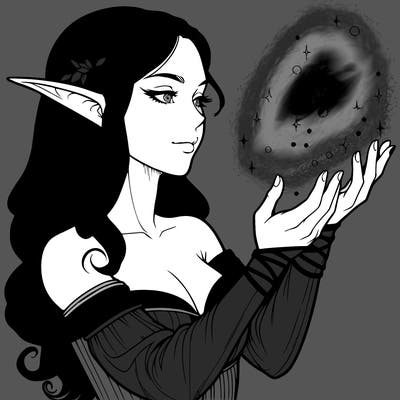realistic elf girl doing magic