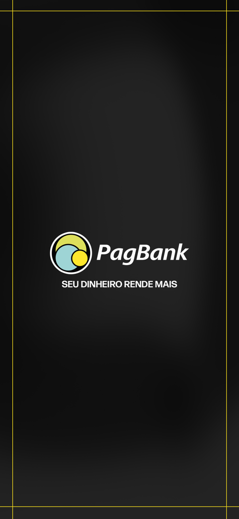 Banco PagBank app logo and slogan seu dinheiro rende mais