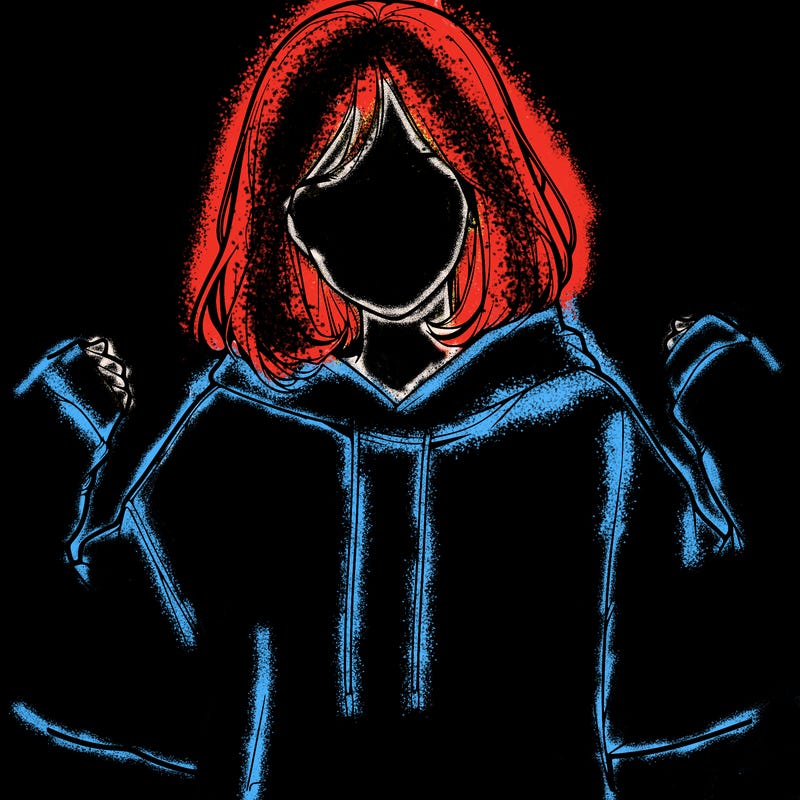 a realistic girl in a hoodie