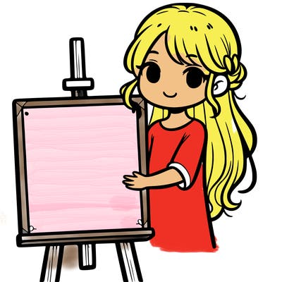 girl holding empty canvas