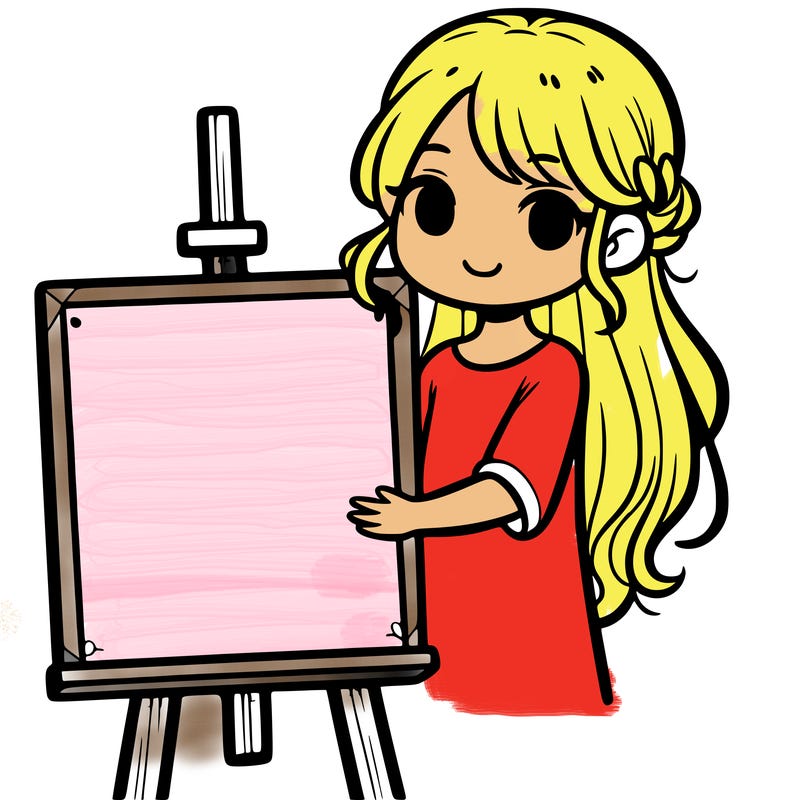 girl holding empty canvas