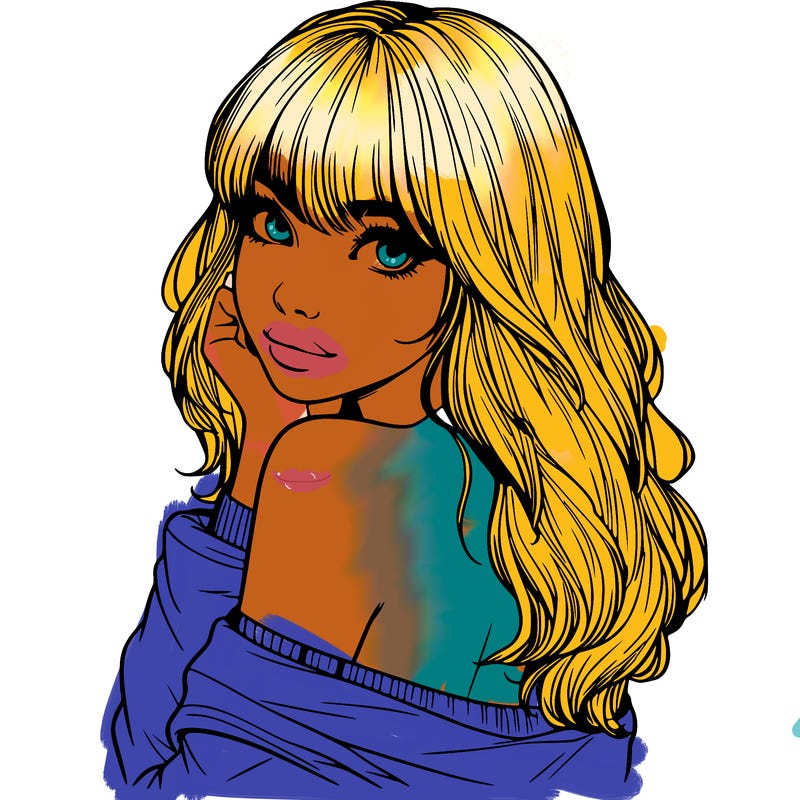 realistic girl with bangs looking over her shoulder